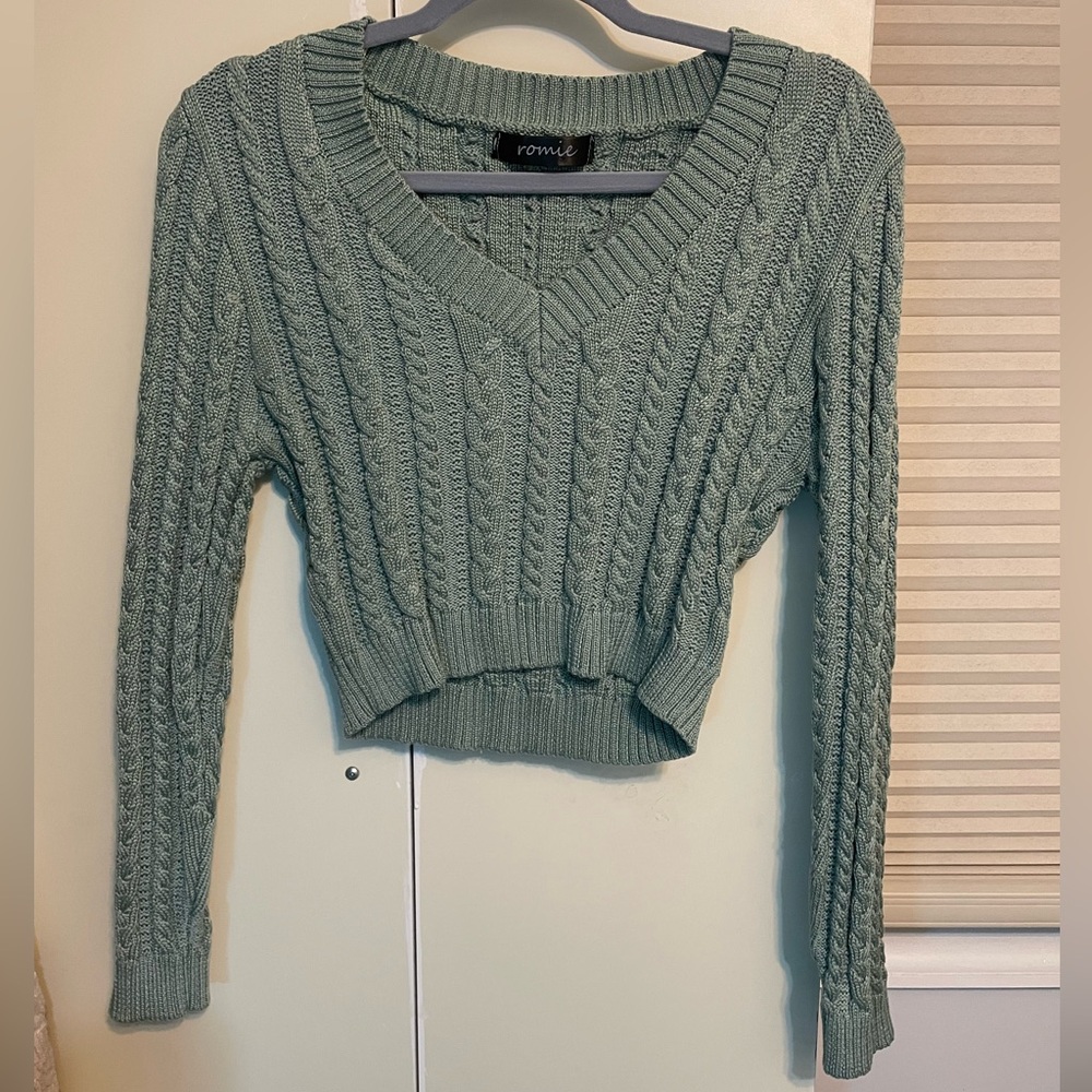 Women's Sage V-Neck Cable Knit Sweater